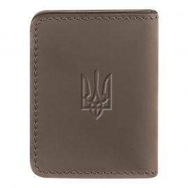 Шкіряна обкладинка для прав або id-паспорта 4.1 з гербом України (темно-бежева)