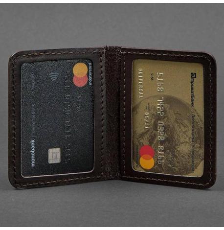 Шкіряна обкладинка для прав або id-паспорта 4.1 з гербом України (коричнева)