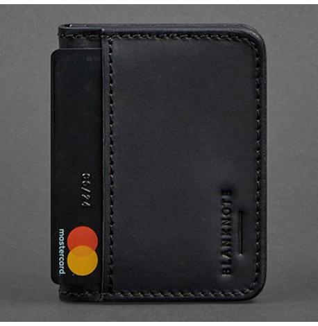 Кожаная обложка для прав или id-паспорта 4.1 с гербом Украины (черная) кожа Crazy Horse