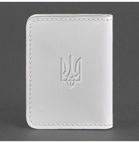 Шкіряна обкладинка для прав або id-паспорта 4.1 з гербом України (біла)