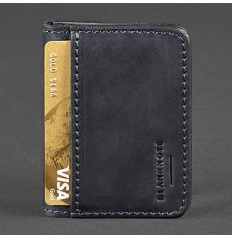 Шкіряна обкладинка для прав або id-паспорта 4.1 з гербом України (синя) шкіра Crazy Horse