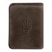 Шкіряна обкладинка для прав або id-паспорта 4.1 з гербом України (темно-коричнева) шкіра Crazy Horse