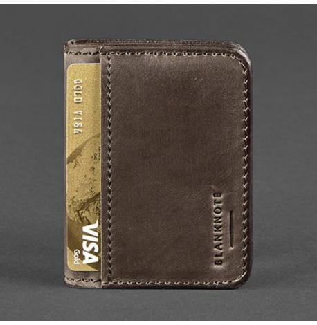 Шкіряна обкладинка для прав або id-паспорта 4.1 з гербом України (темно-коричнева) шкіра Crazy Horse