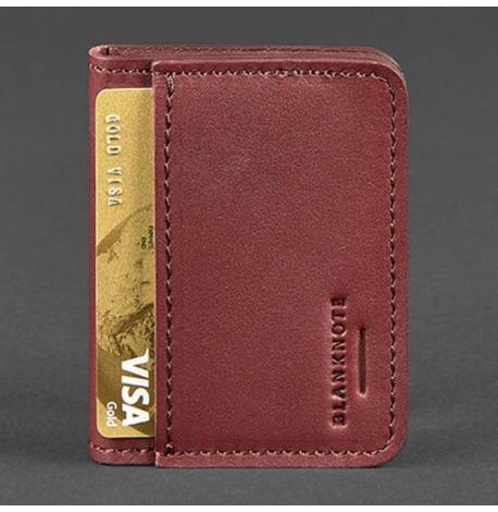 Шкіряна обкладинка для прав або id-паспорта 4.1 з гербом України (бордова)