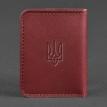 Шкіряна обкладинка для прав або id-паспорта 4.1 з гербом України (бордова)