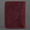 Шкіряна обкладинка для прав або id-паспорта 4.1 з гербом України (бордова) шкіра Crazy Horse
