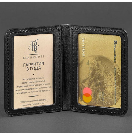 Шкіряна обкладинка для прав або id-паспорта 4.0 (чорна), шкіра Krast