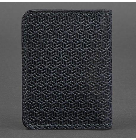 Шкіряна обкладинка для прав або id-паспорта 4.0 (карбон синя)