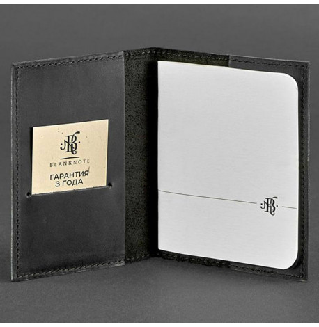 Обложка для паспорта из кожи 1.2 (черная) кожа Crazy Horse