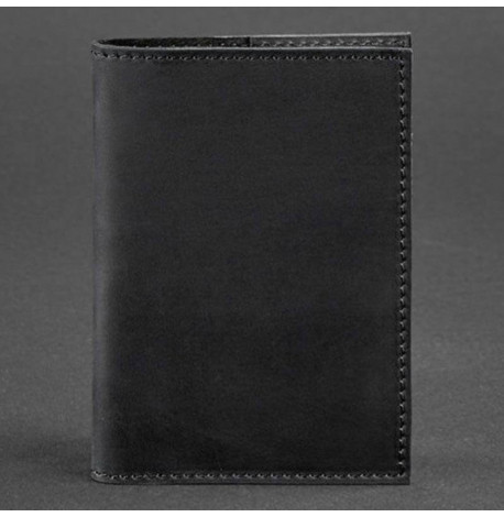 Обложка для паспорта из кожи 1.2 (черная) кожа Crazy Horse