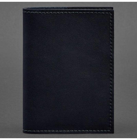Обкладинка для паспорта зі шкіри 1.2 (темно-синя) шкіра Krast