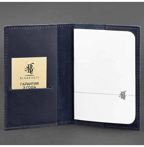 Обложка для паспорта из кожи 1.2 (темно-синяя) кожа Crazy Horse