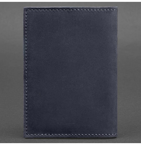 Обложка для паспорта из кожи 1.2 (темно-синяя) кожа Crazy Horse