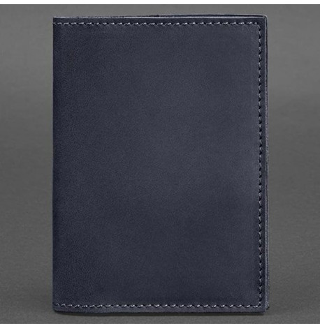 Обложка для паспорта из кожи 1.2 (темно-синяя) кожа Crazy Horse
