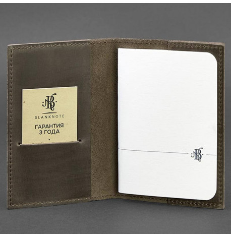 Обложка для паспорта из кожи 1.2 (темно-коричневая) кожа Crazy Horse