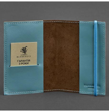 Обложка для паспорта из кожи 1.0 (темно-коричневая с бирюзовым)