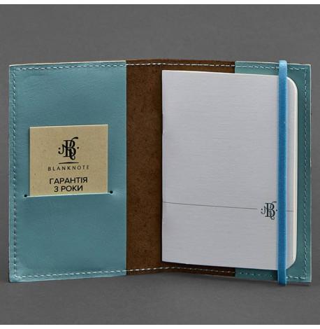 Обложка для паспорта из кожи 1.0 (темно-коричневая с бирюзовым)