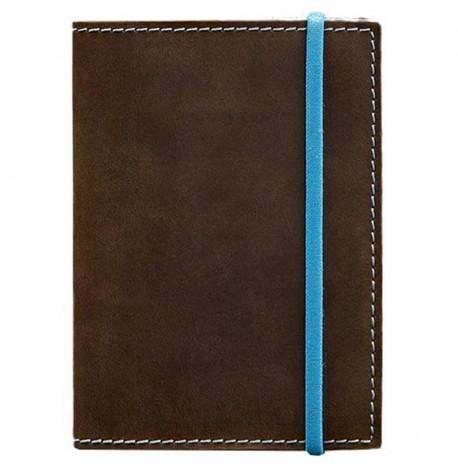 Обложка для паспорта из кожи 1.0 (темно-коричневая с бирюзовым)