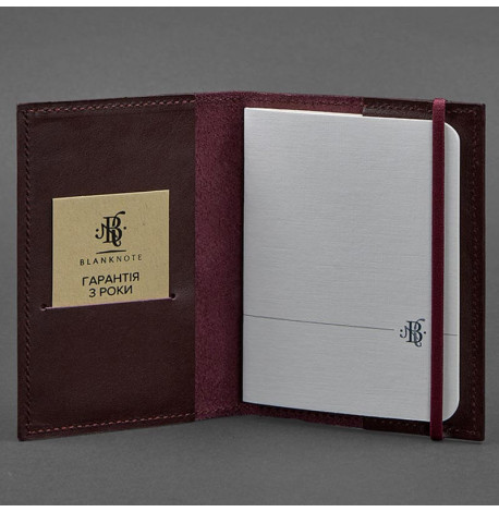 Обкладинка для паспорта зі шкіри 1.0 (бордова) шкіра Krast