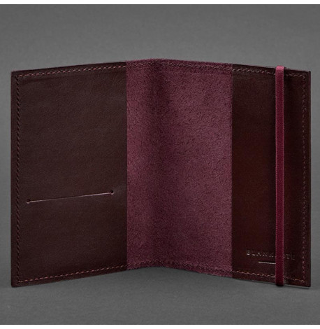 Обкладинка для паспорта зі шкіри 1.0 (бордова) шкіра Krast