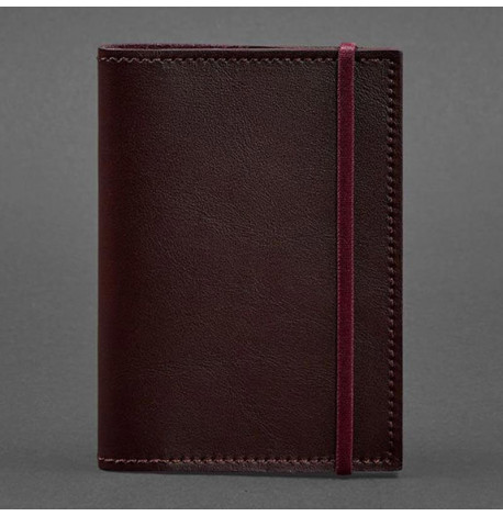 Обкладинка для паспорта зі шкіри 1.0 (бордова) шкіра Krast