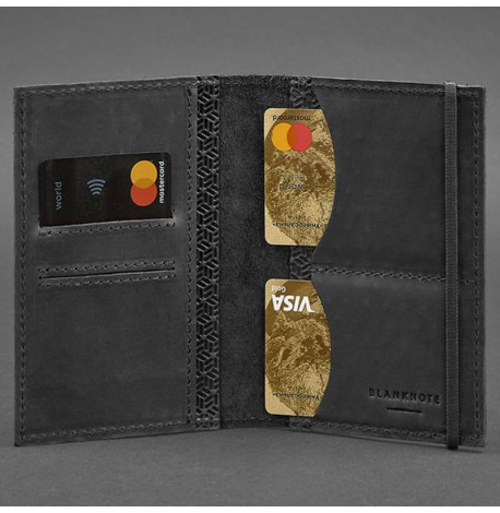 Обложка для паспорта из кожи 2.0 "Карбон" (черная)