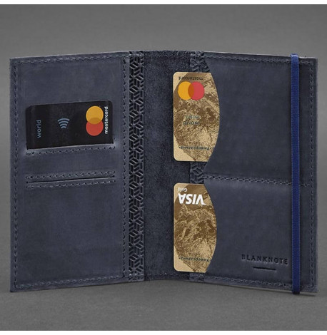 Обложка для паспорта из кожи 2.0 "Карбон" (темно-синий)