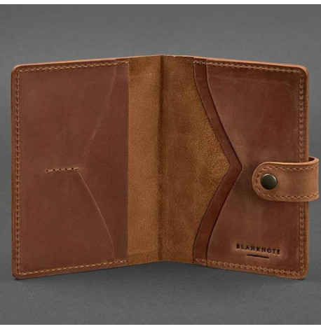 Обложка для паспорта из кожи 3.0 (светло-коричневая) кожа Crazy Horse