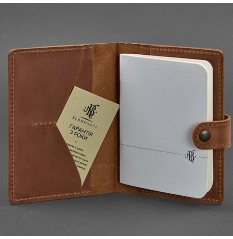 Обложка для паспорта из кожи 3.0 (светло-коричневая) кожа Crazy Horse