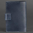 Обкладинка для паспорта зі шкіри 4.0 (темно-синя) шкіра Crazy Horse