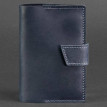 Обкладинка для паспорта зі шкіри 4.0 (темно-синя) шкіра Crazy Horse