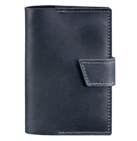 Обкладинка для паспорта зі шкіри 4.0 (темно-синя) шкіра Crazy Horse