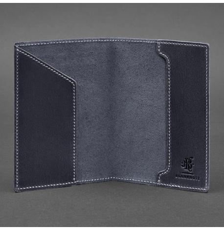 Шкіряна обкладинка для військового квитка 7.0 (темно-синя) шкіра Crazy Horse