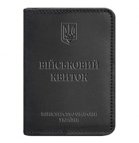 Кожаная обложка для военного билета 7.0 (черная) кожа Crazy Horse