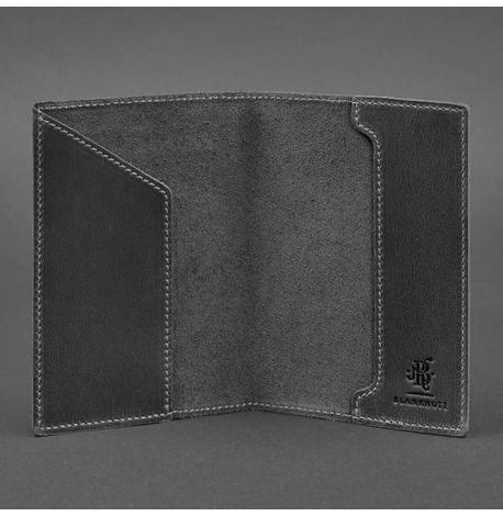 Кожаная обложка для военного билета 7.0 (черная) кожа Crazy Horse