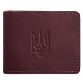 Шкіряна обкладинка для посвідчення з гербом України (бордова) шкіра Crazy Horse