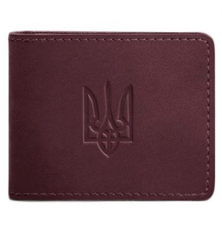 Кожаная обложка для удостоверения с гербом Украины (бордовая) кожа Crazy Horse