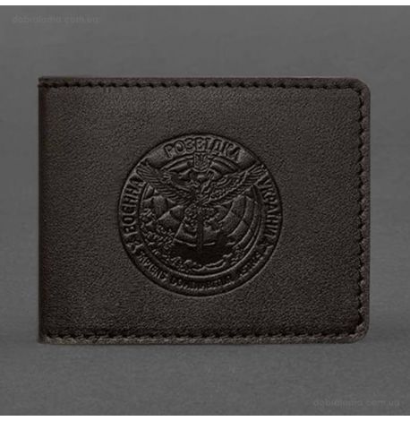 Шкіряна обкладинка для посвідчення ГУР (темно-коричнева)