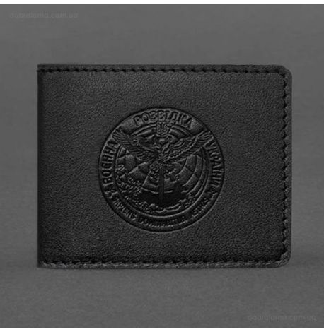 Кожаная обложка для удостоверения ГУР (черная)