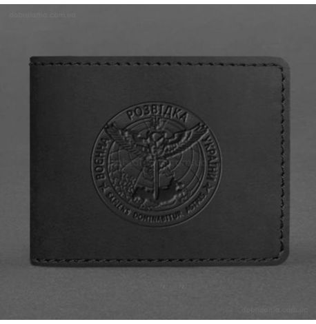 Шкіряна обкладинка для посвідчення ГУР (чорна) шкіра Crazy Horse