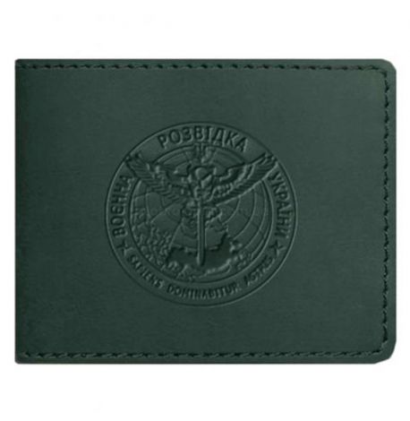 Шкіряна обкладинка для посвідчення ГУР (зелена) шкіра Crazy Horse