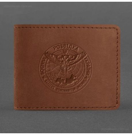 Кожаная обложка для удостоверения ГУР (светло-коричневая) кожа Crazy Horse