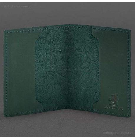 Шкіряна обкладинка для посвідчення офіцера 9.2 (зелена) шкіра Crazy Horse