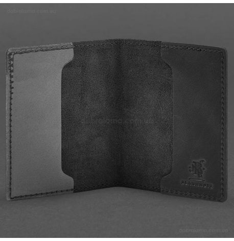 Кожаная обложка для удостоверения офицера 9.2P (черная) кожа Crazy Horse