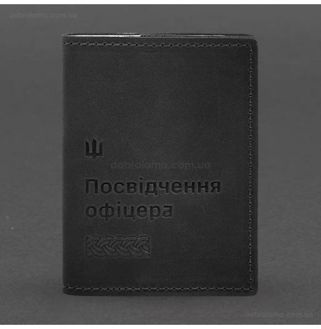 Кожаная обложка для удостоверения офицера 9.2P (черная) кожа Crazy Horse