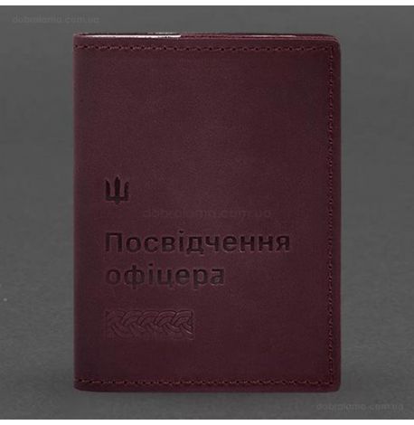 Кожаная обложка для удостоверения офицера 9.2P (бордовая) кожа Crazy Horse