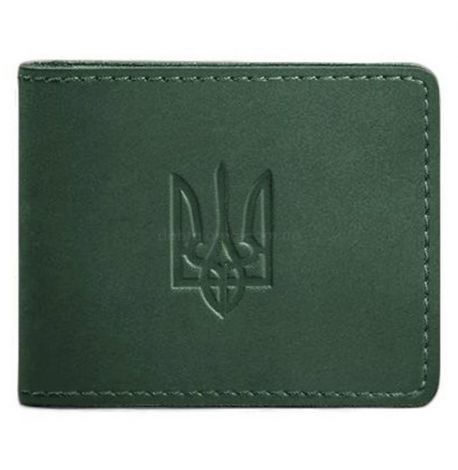 Кожаная обложка для удостоверения с гербом Украины (зеленая) кожа Crazy Horse