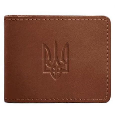 Шкіряна обкладинка для посвідчення з гербом України (світло-коричнева) шкіра Crazy Horse