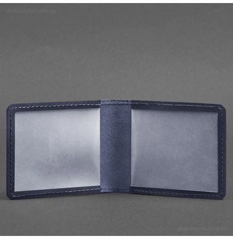 Кожаная обложка для удостоверения с гербом Украины (темно-синяя) кожа Crazy Horse