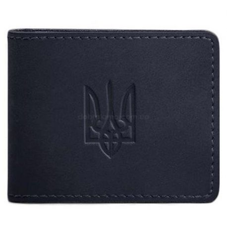 Кожаная обложка для удостоверения с гербом Украины (темно-синяя) кожа Crazy Horse